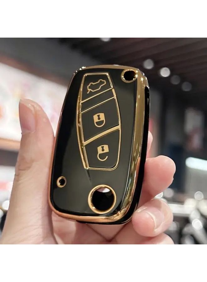 غطاء مفتاح TPU أبيض ذهبي لسيارات فيات باندا، ستيلو، بونتو، دوبلو، برافو، 500، دوكاتو - Image 5